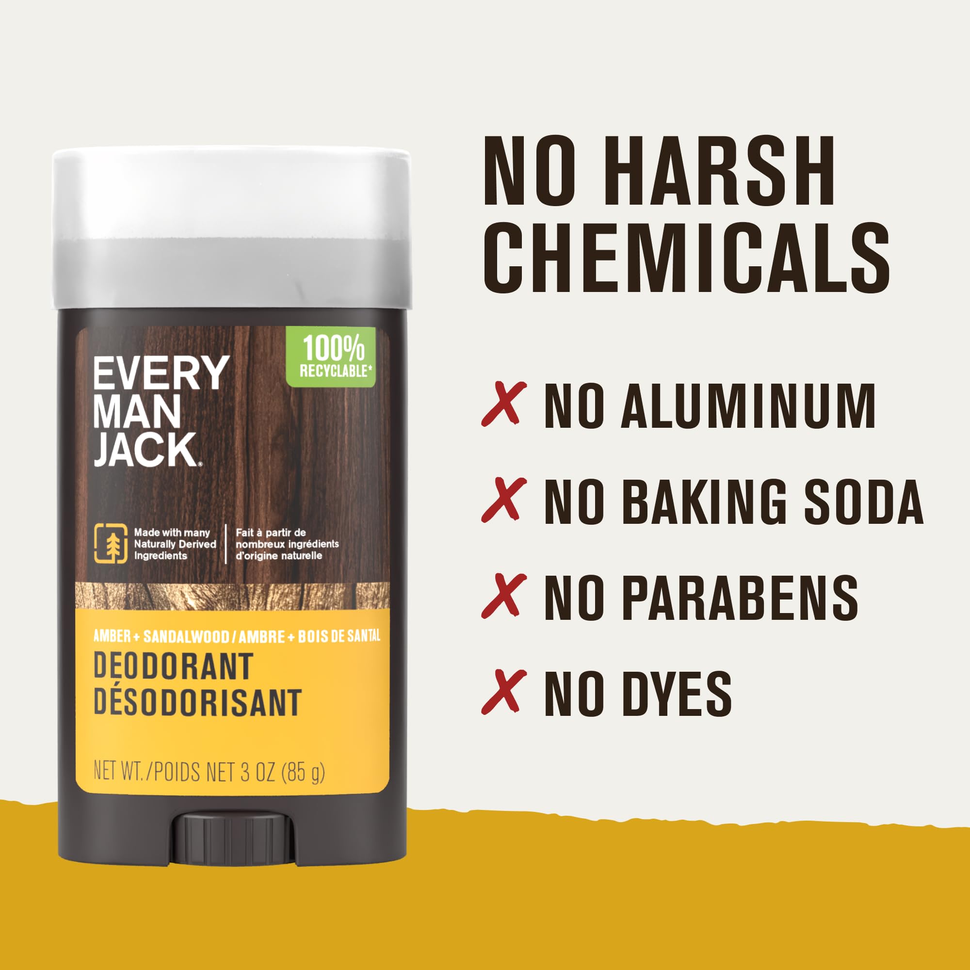 Made in USA and B Corp badge on Every Man Jack packaging.