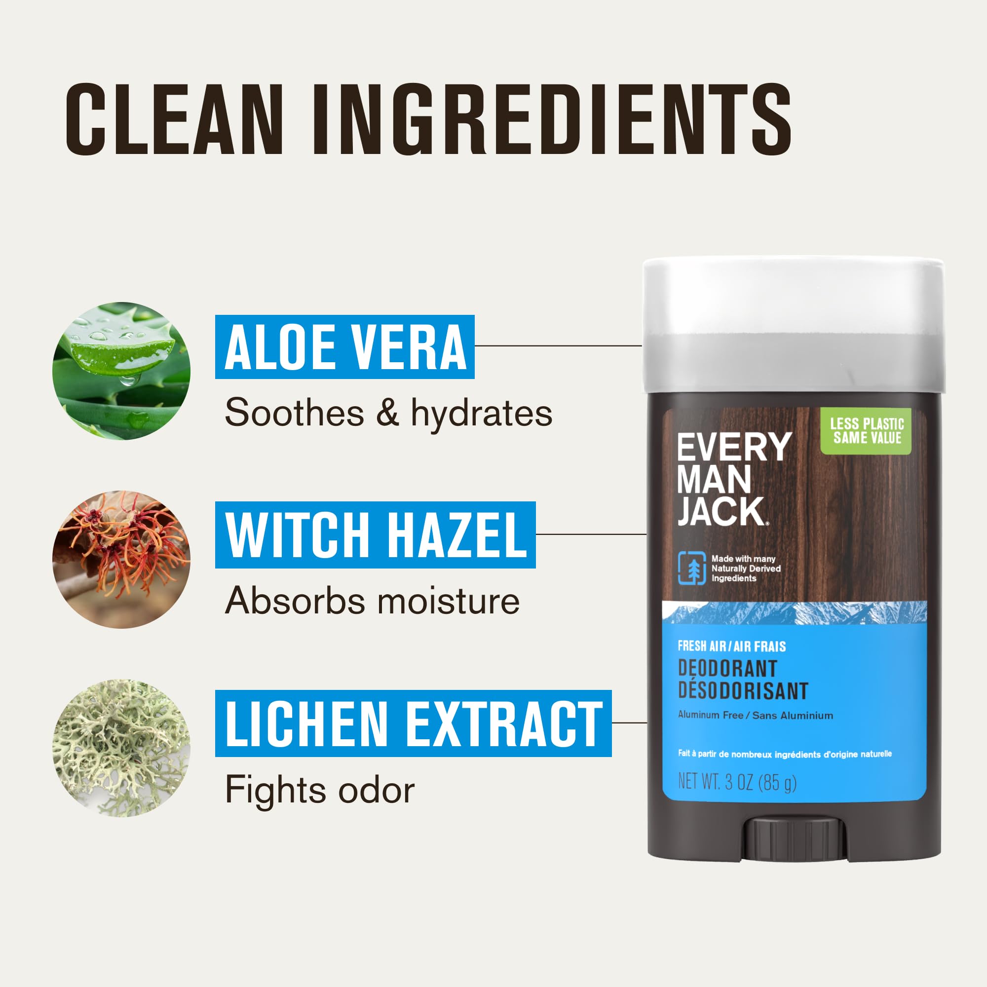 Natural ingredients label communicates transparency and clean sourcing for mindful grooming.
