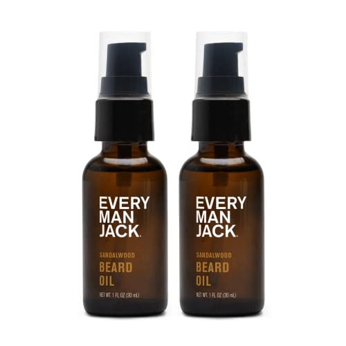 Close-up of cap and label on Every Man Jack Sandalwood Beard Oil.