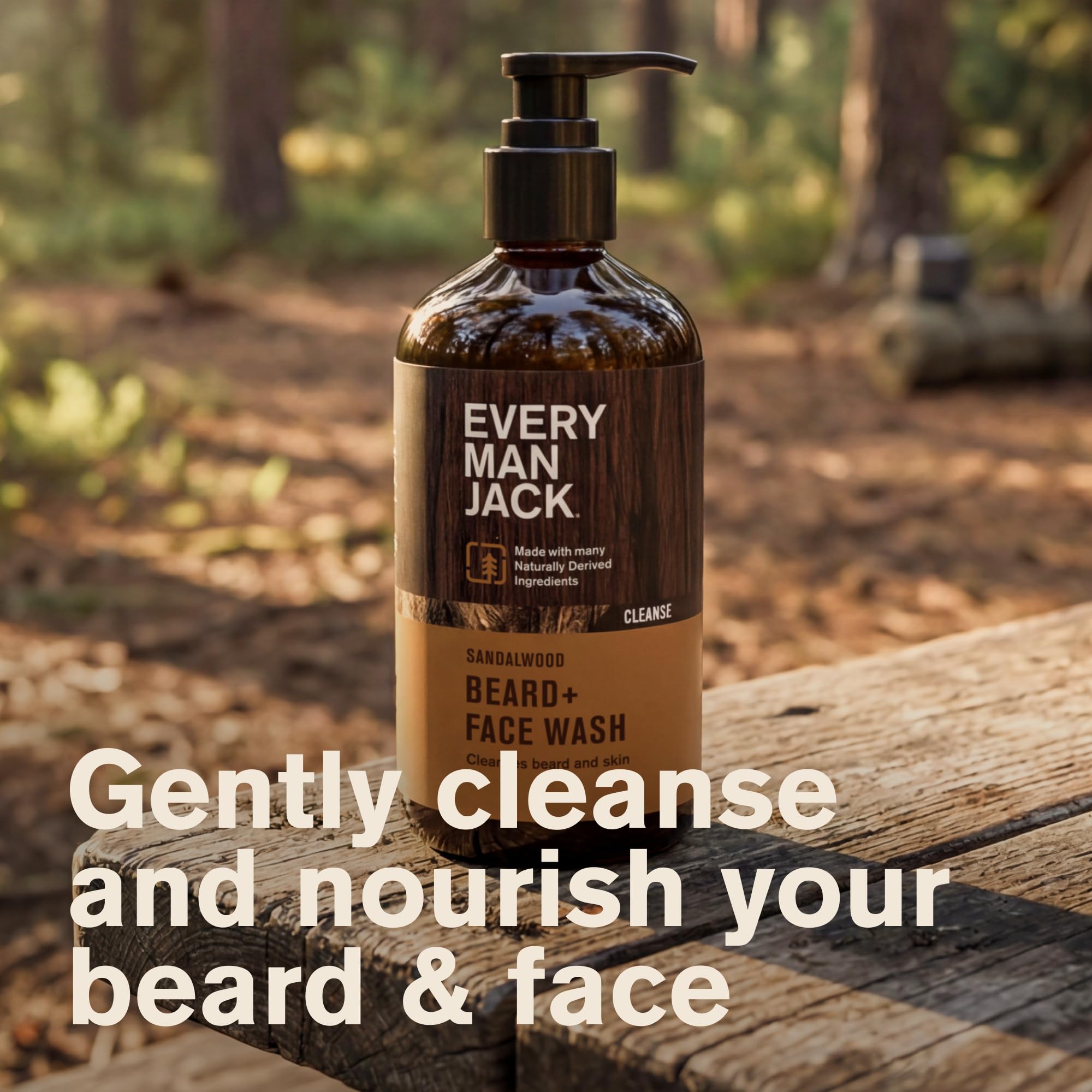 Every Man Jack Sandalwood Beard Wash bottle side showing two-pack convenience