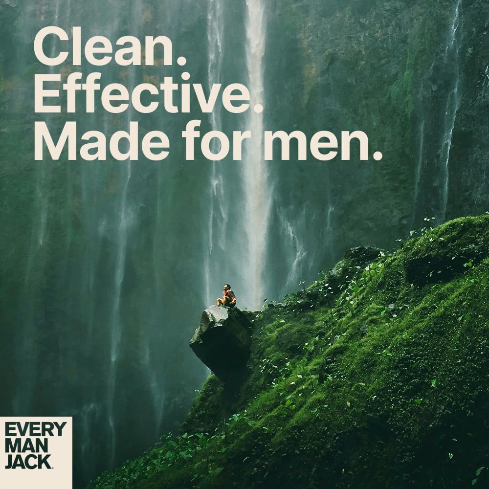 Every Man Jack Sandalwood Beard Wash proudly made in USA with B Corp badge