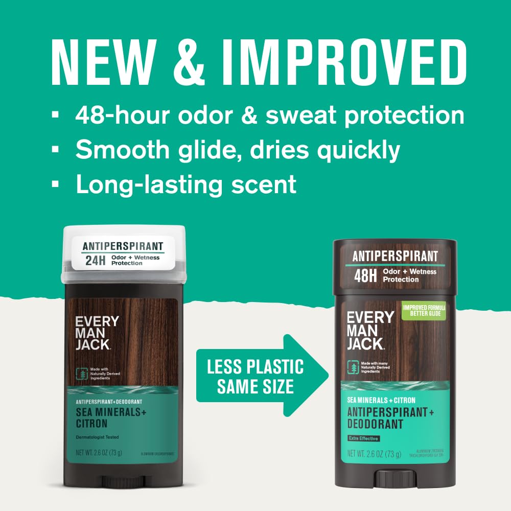 Every Man Jack Sea Minerals Citron deodorant bottle angle reveals masculine design.