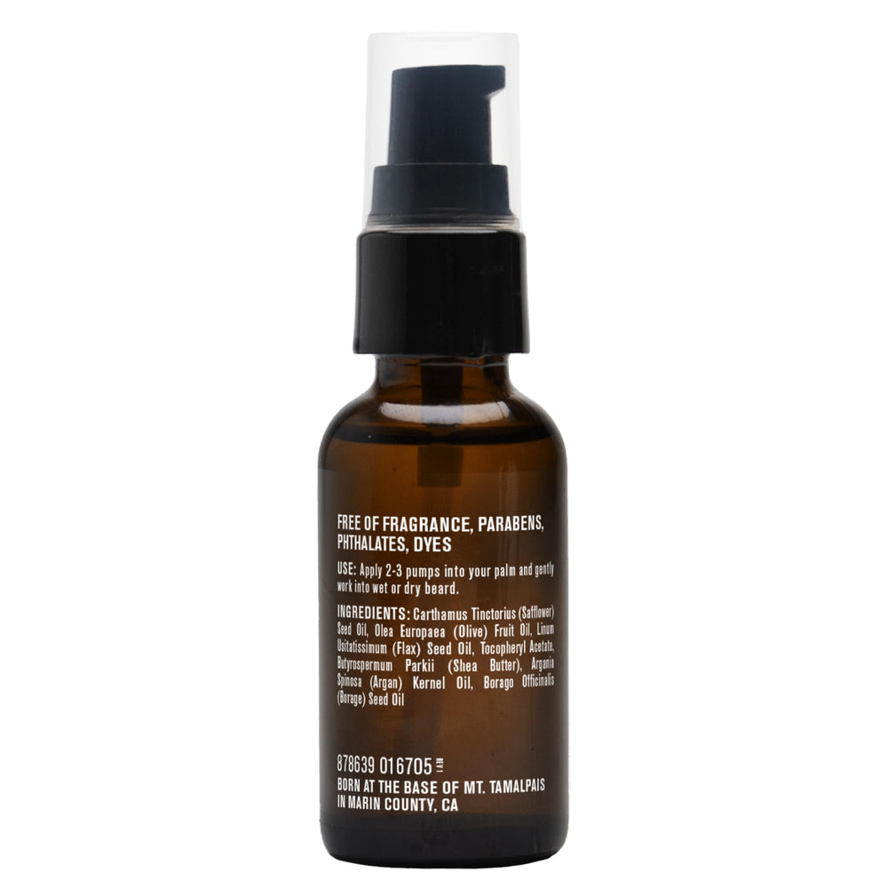 Fragrance-free unscented label on Every Man Jack beard oil.