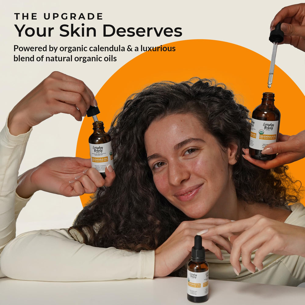 Everyday Beauty Calendula Oil apply-on-skin shows quick, non-greasy absorption.