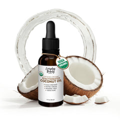 Everyday Beauty Organic Fractionated Coconut Oil bottle for face and hair hydration