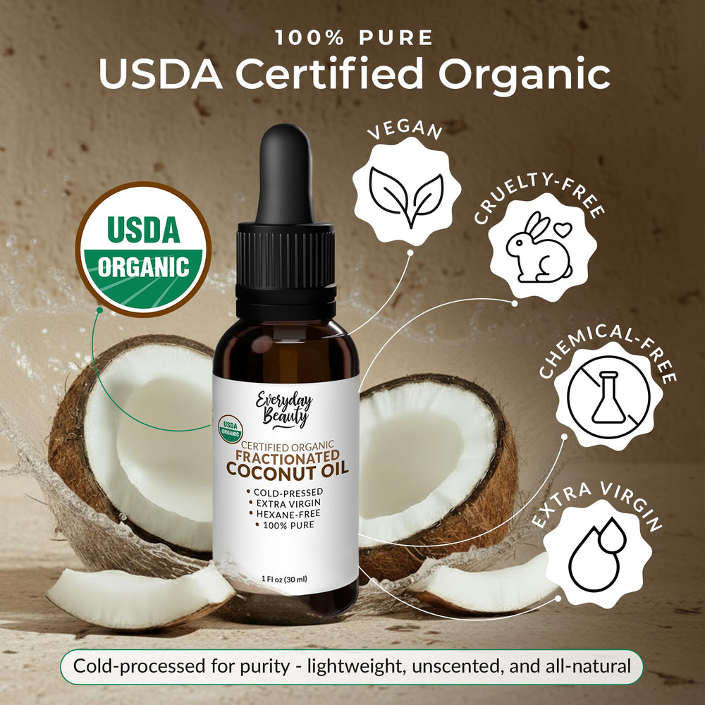 Everyday Beauty Coconut Oil dropper for precise, mess-free application