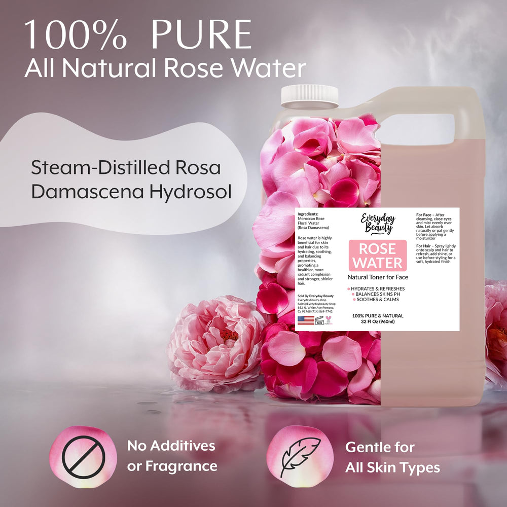 Everyday Beauty Rose Water Toner pour demonstrates easy, even application.