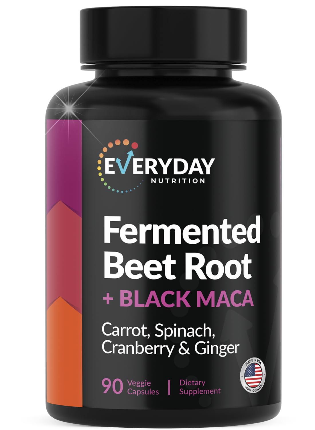 EVERYDAY NUTRITION bottle front featuring Organic Fermented Beet Root Capsules for daily vitality.