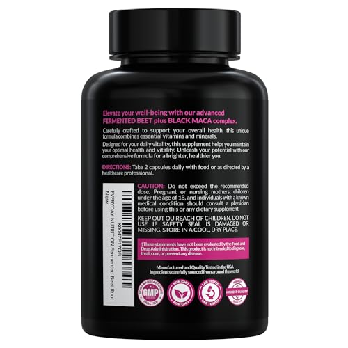 EVERYDAY NUTRITION Organic Black Maca capsules for daily stamina.