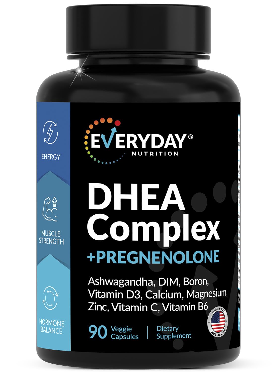 EVERYDAY NUTRITION DHEA Micronized bottle front shows hormonal balance support.