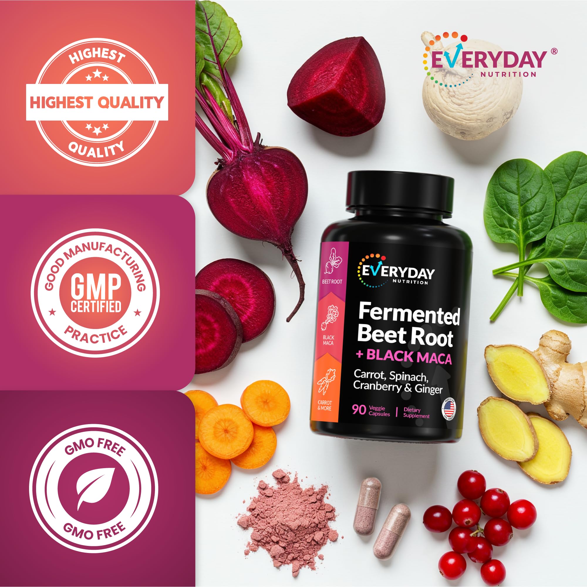 EVERYDAY NUTRITION Made in USA packaging highlights quality and purity.