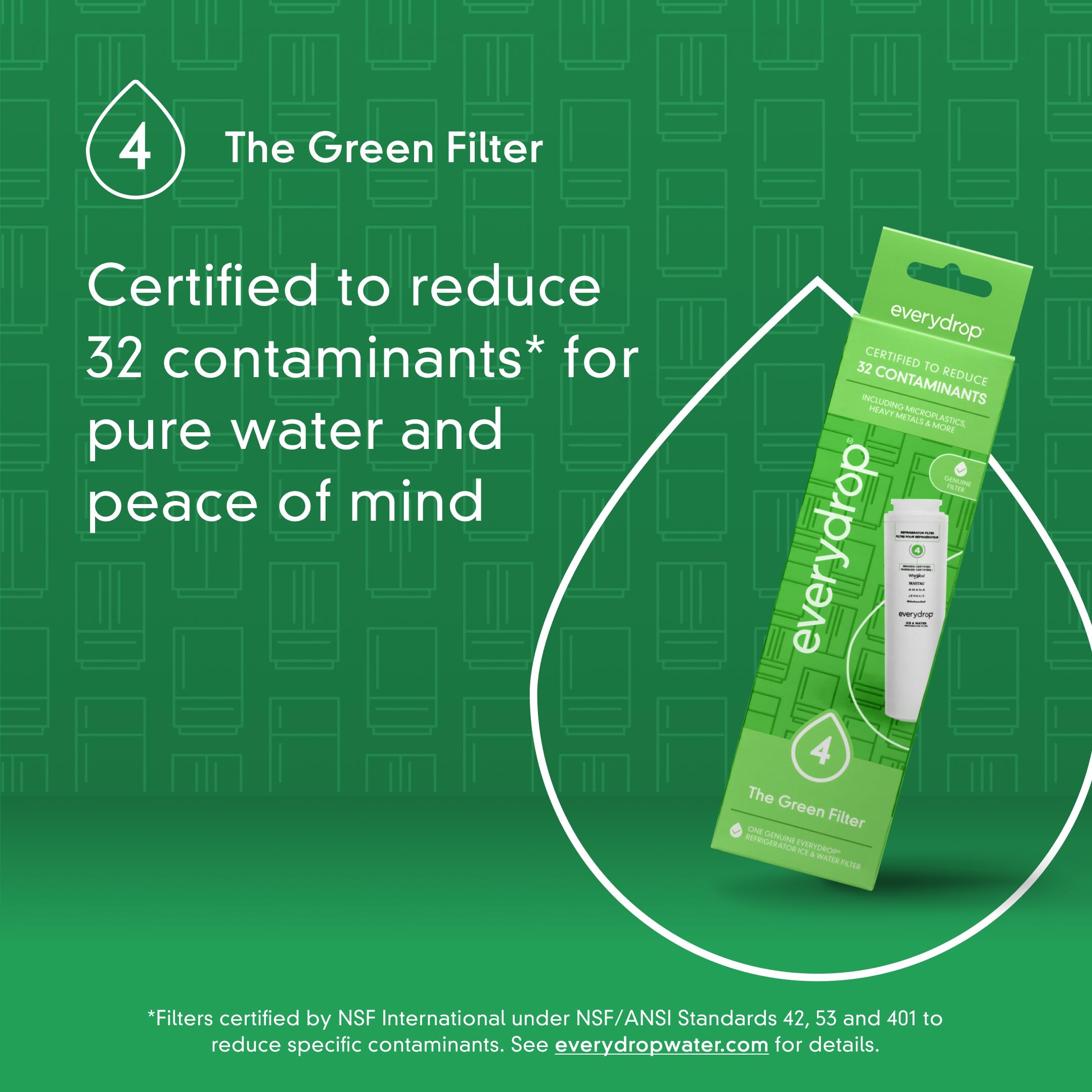Everydrop triple-filtration-technology filters in three stages for cleaner ice.