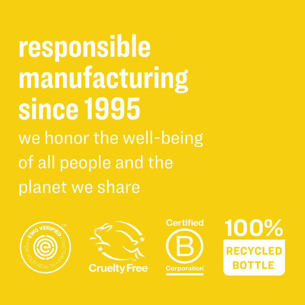Everyone 100% recycled plastic bottles, eco-friendly packaging visible.