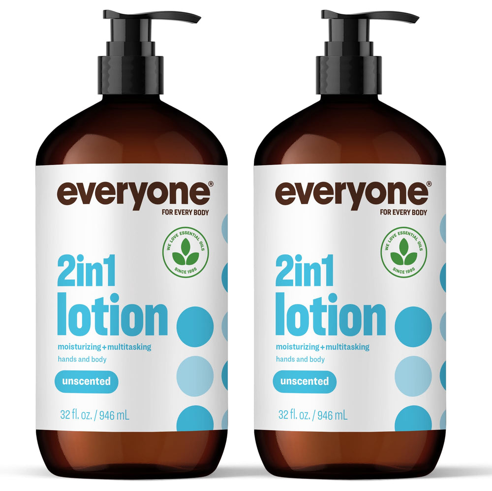 Everyone 2in1 unscented lotion bottle pour for quick hydration.