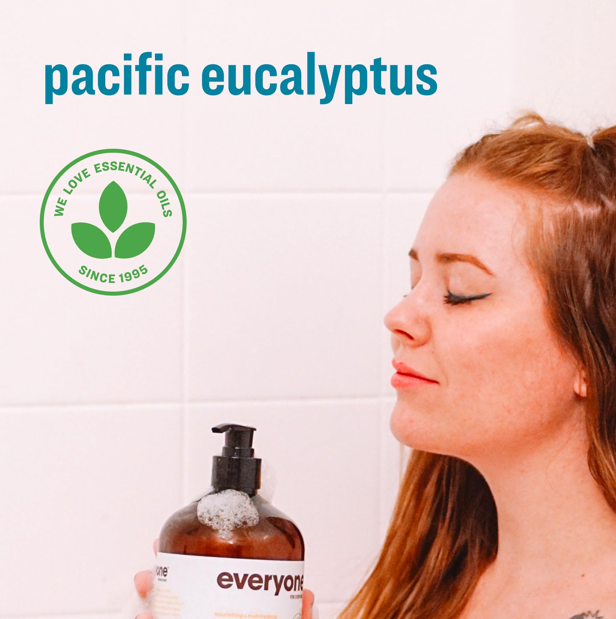 Everyone 3-in-1 Pacific Eucalyptus bubble bath scene suggests a relaxing tub moment.