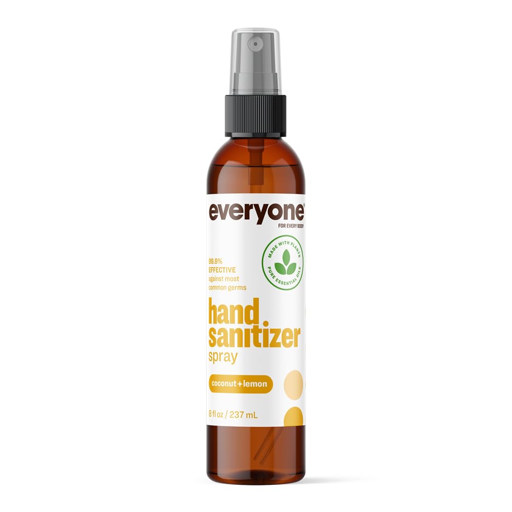 Everyone Coconut & Lemon sanitizer spray bottle for quick on the go cleansing