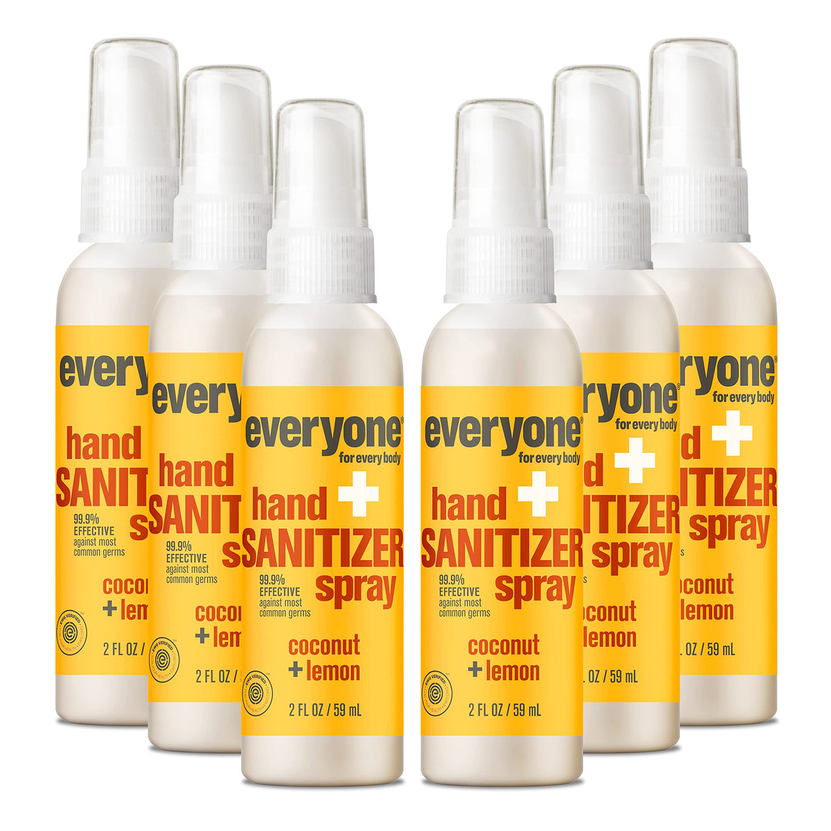 Everyone Hand Sanitizer Spray coconut lemon front view six-pack keeps hands clean on the go.