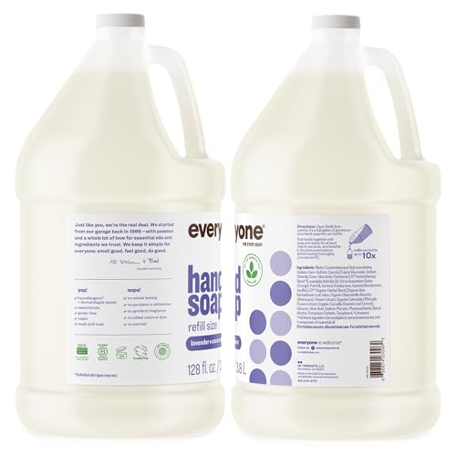 Pouring the Everyone Lavender and Coconut refill into the bottle for easy top-ups.