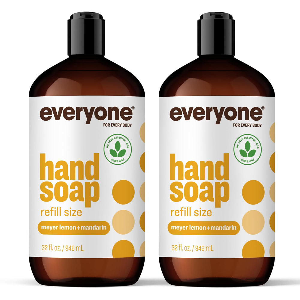Everyone Meyer Lemon and Mandarin bottle front, ideal for daily hand washing with a plant-based formula.