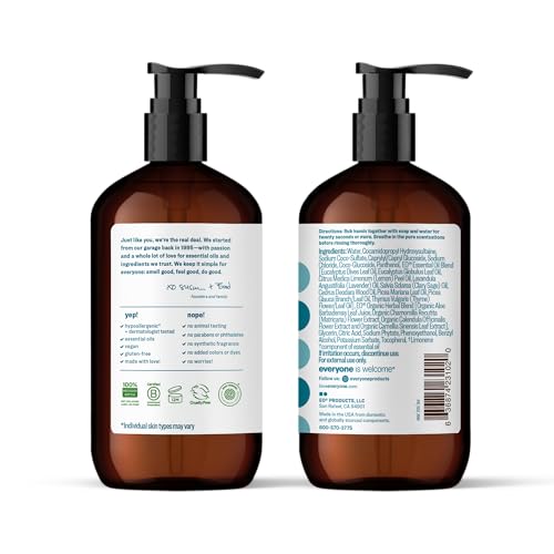Everyone Pacific Eucalyptus bottle closeup highlighting recyclable bottles and gentle formula.