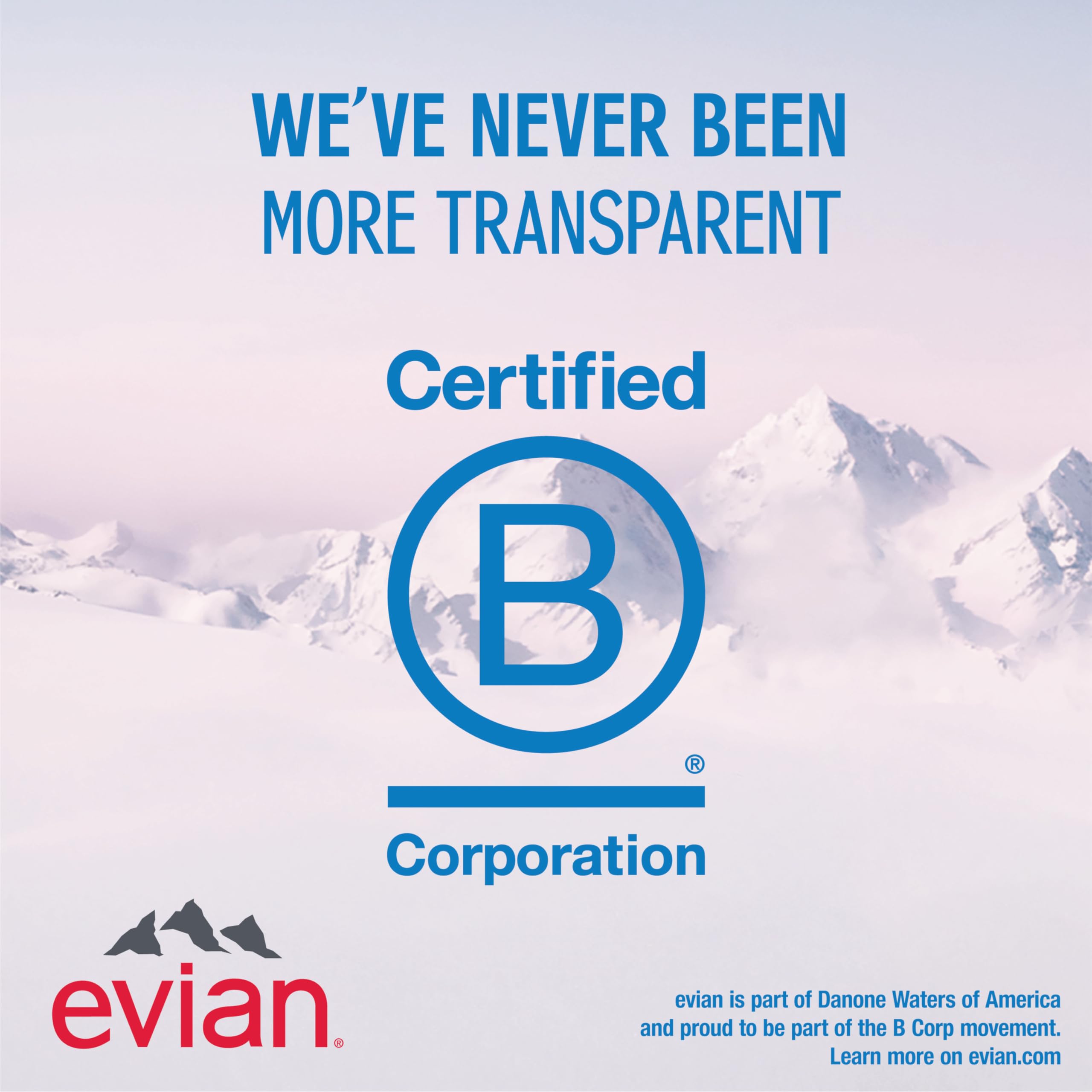 evian label close-up showing purity and Alps origin