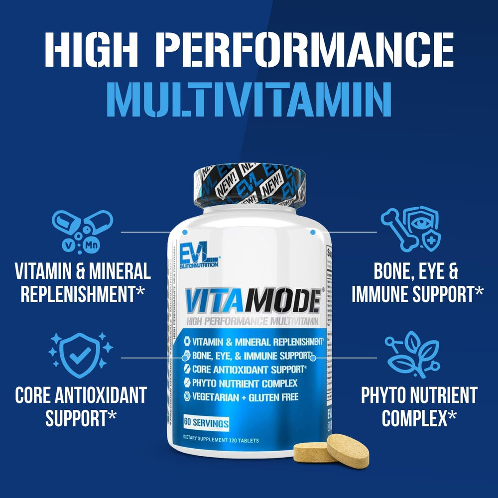 EVL Advanced Daily Multivitamin bottle with glass background for portable use