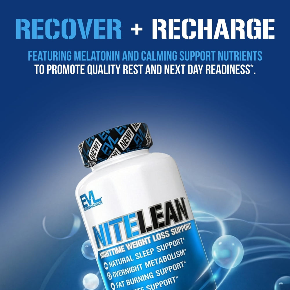 Evlution NiteLean packaging emphasizes premium ingredients and quality
