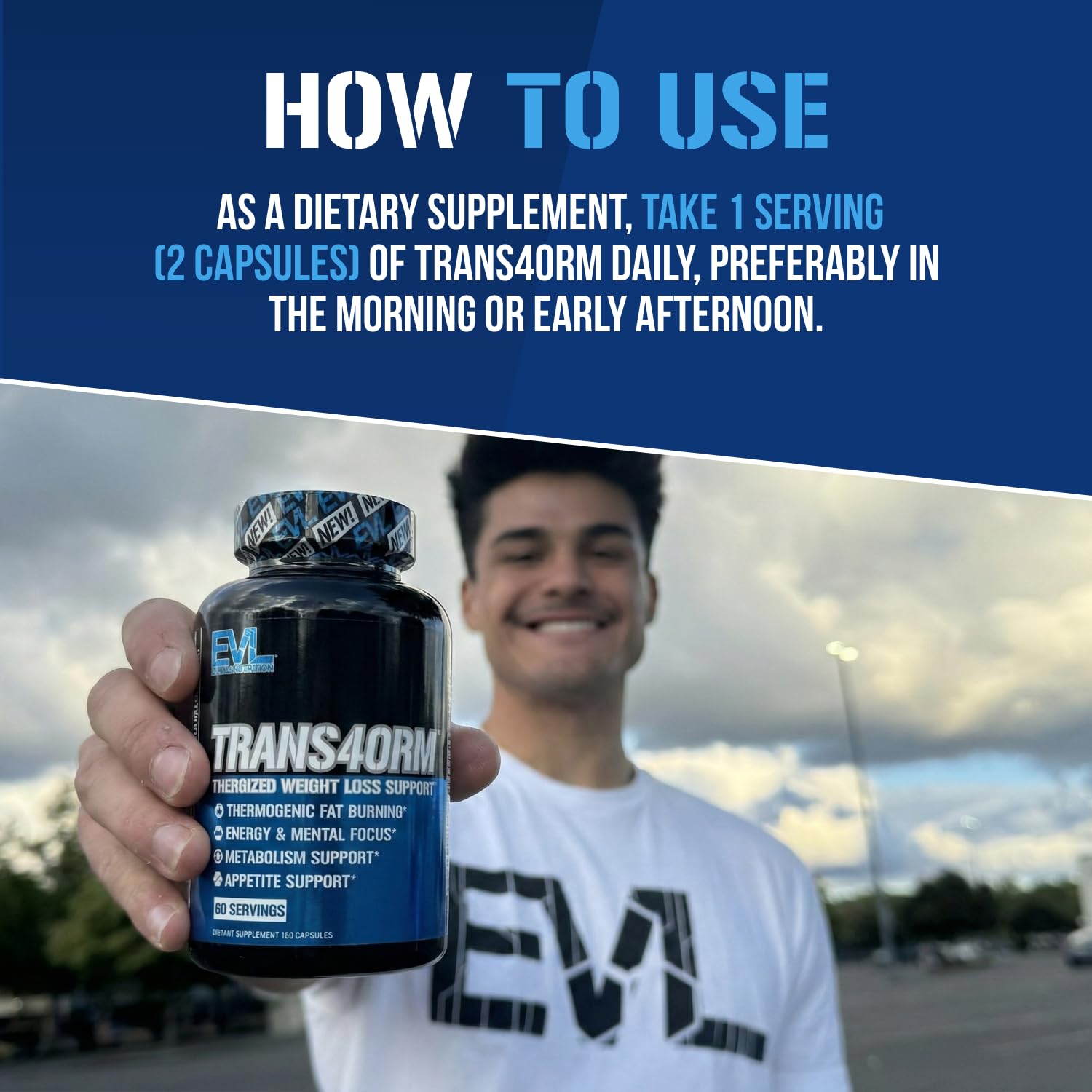 EVL Trans4orm bottle in use during a workout for focus.