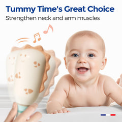 Evoceler baby rattle with varied textures for sensory exploration during playtime.