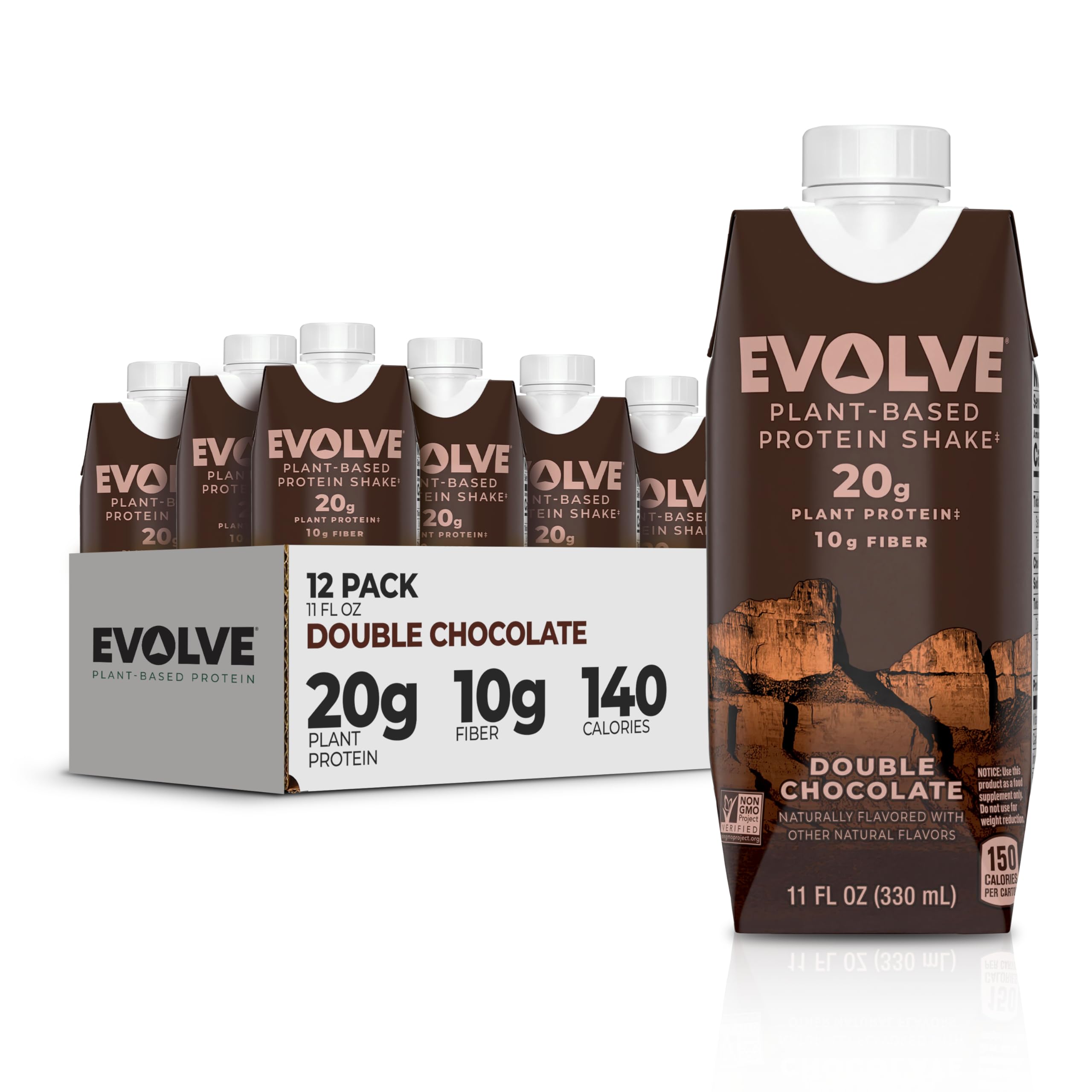 Evolve Double Chocolate protein bottle showing rich flavor for post-workout refreshment.