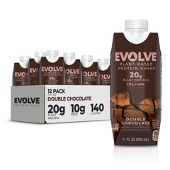 Evolve Double Chocolate protein bottle showing rich flavor for post-workout refreshment.