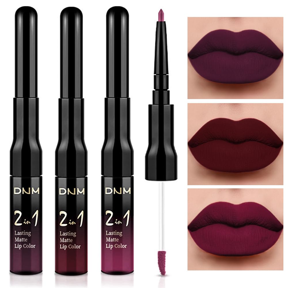 evpct dark red lip liner and lipstick set in a matte finish for all-day wear.