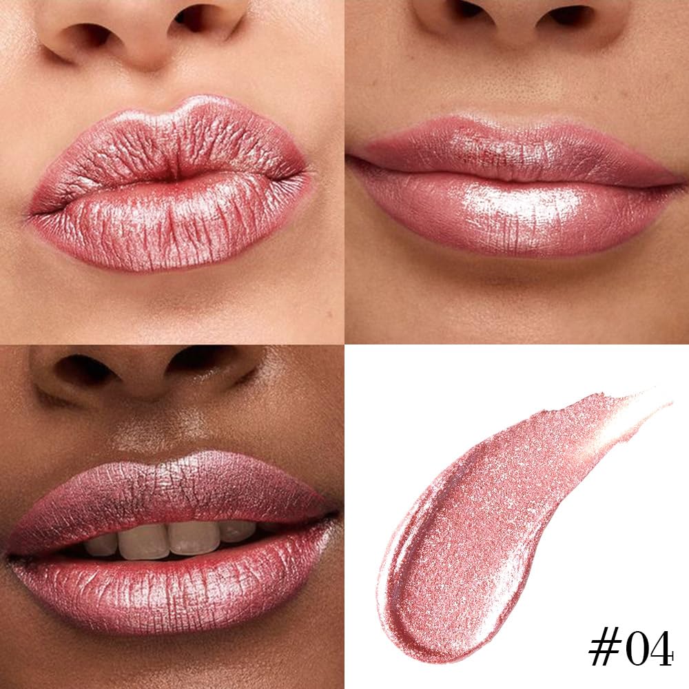 evpct matte lip liner with shimmering metallic lip stain close-up