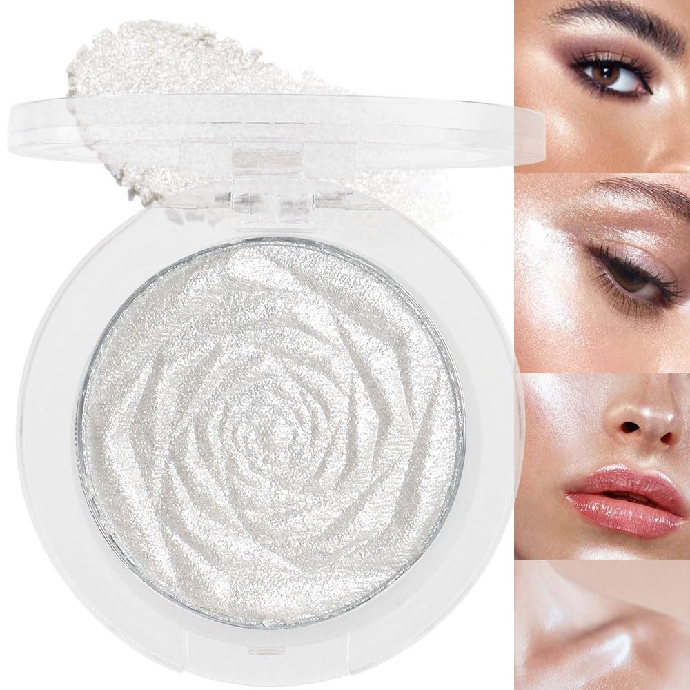 evpct Pearl White Silver highlighter palette close-up shows radiant shimmer for luminous skin