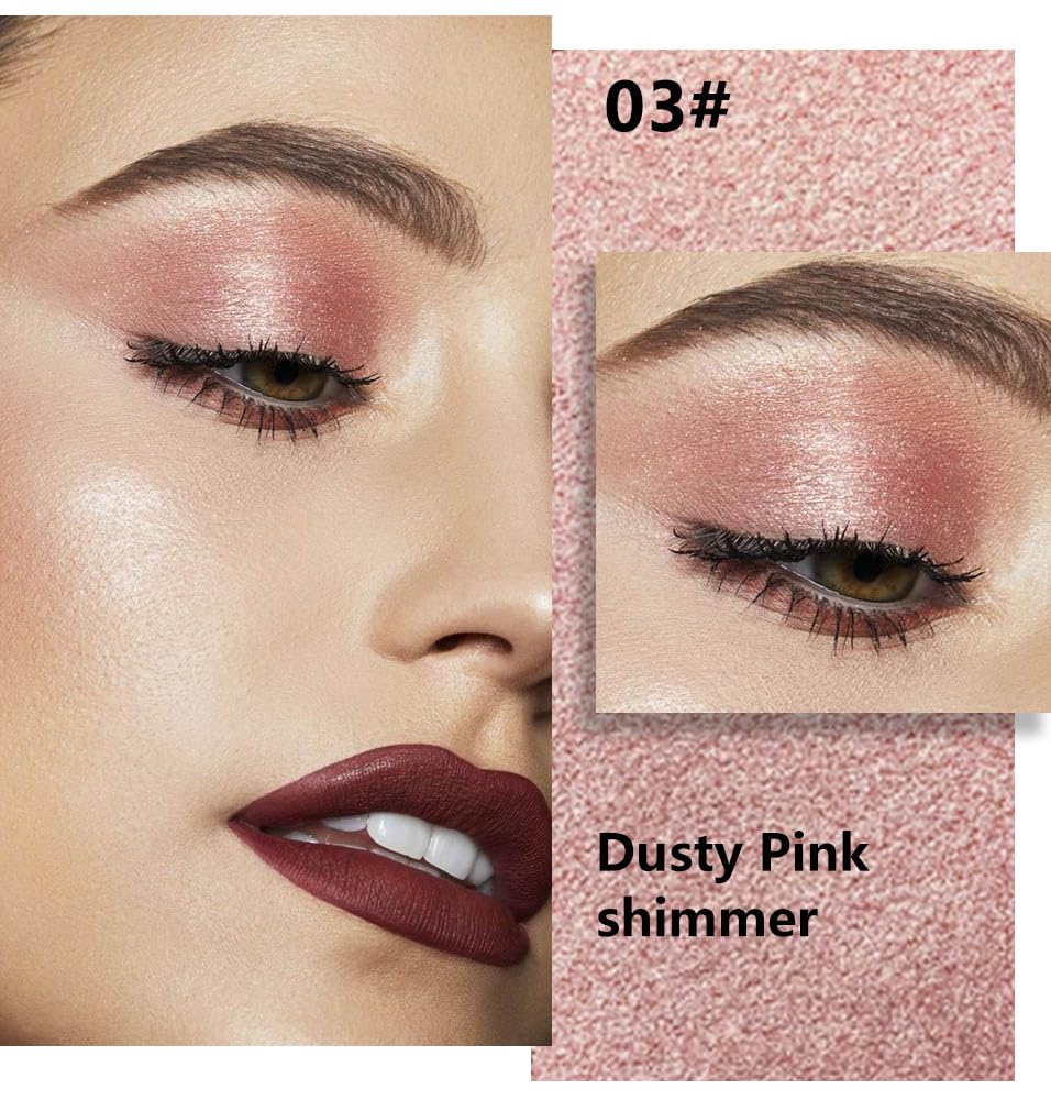 evpct Rose Gold Ice Pink Nude Glitter shadow adds luminous glow.