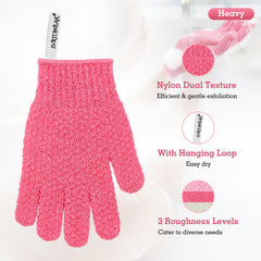 Evridwear Exfoliating Glove pink textured side for deeper cleansing on tough areas