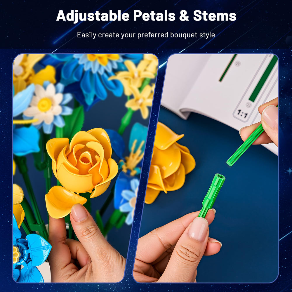 EWED Starry Blooms adjustable-petals and stems enable versatile arrangements