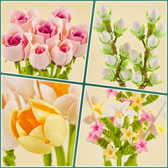 EWED Tulip Rose Building Set lifelike petals enhance home décor