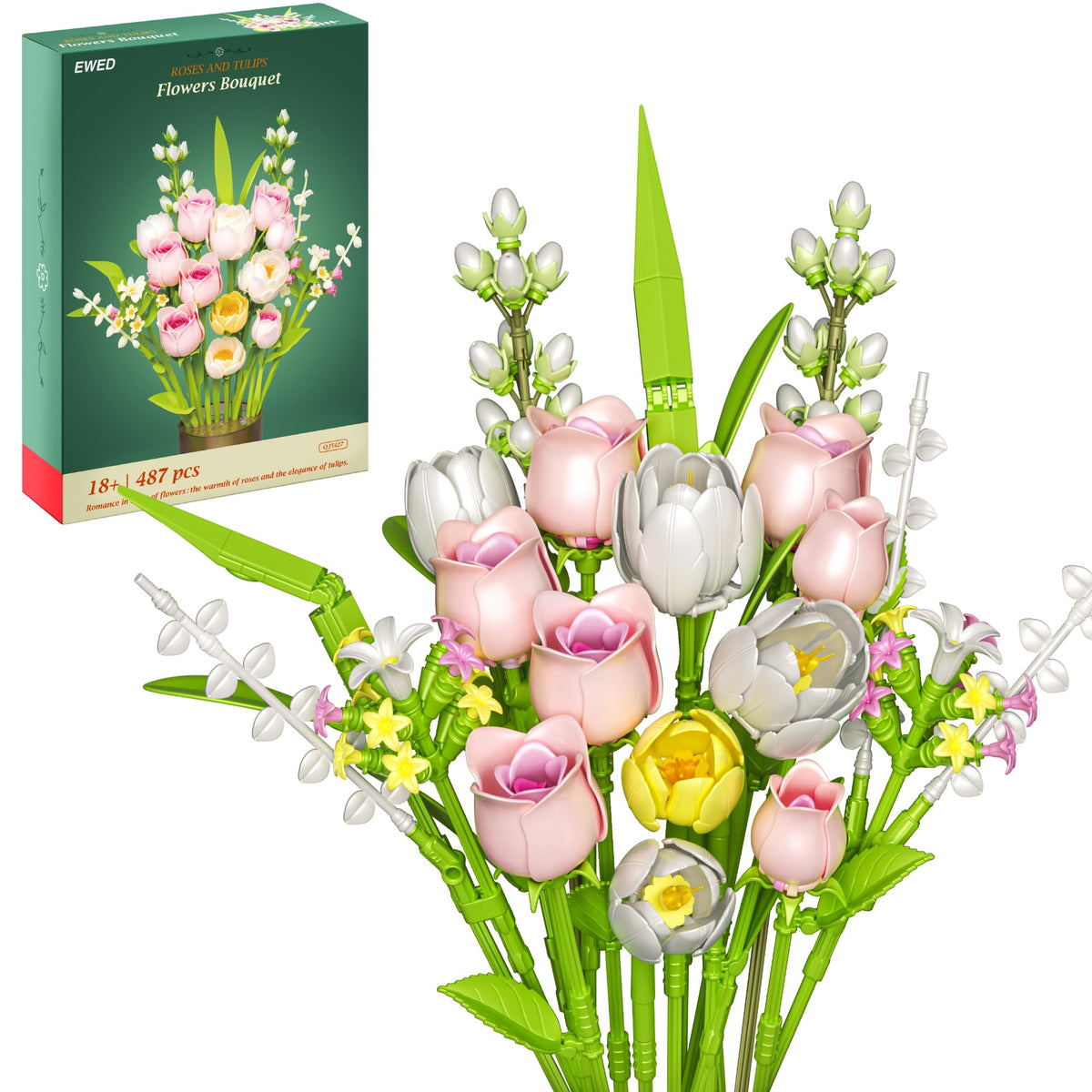 EWED Tulip Rose Building Set packaging ready for gifting