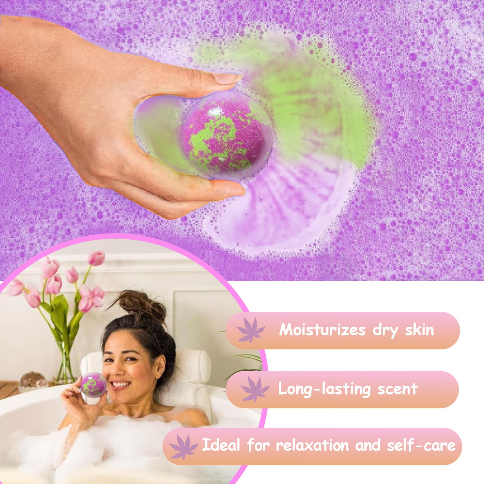 Excalla Cherry Fig bath bomb boosts mood with joyful aroma.