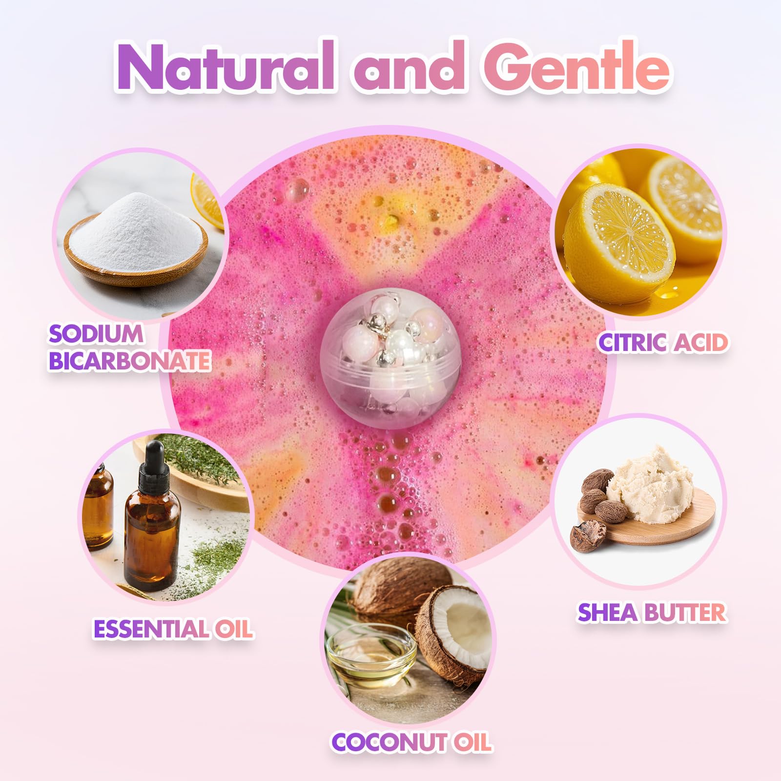 Excalla natural bubble bath bombs fizz in water with bright color