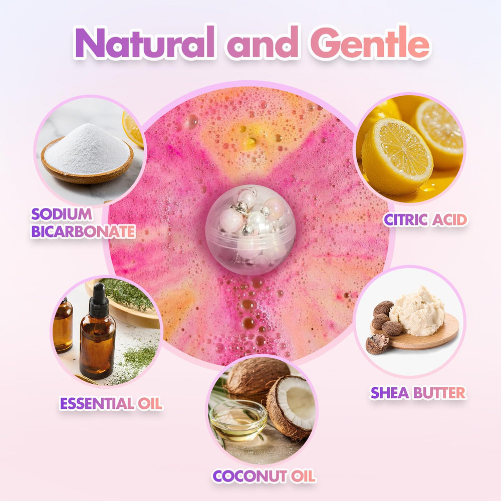 Excalla natural bubble bath bombs fizz in water with bright color