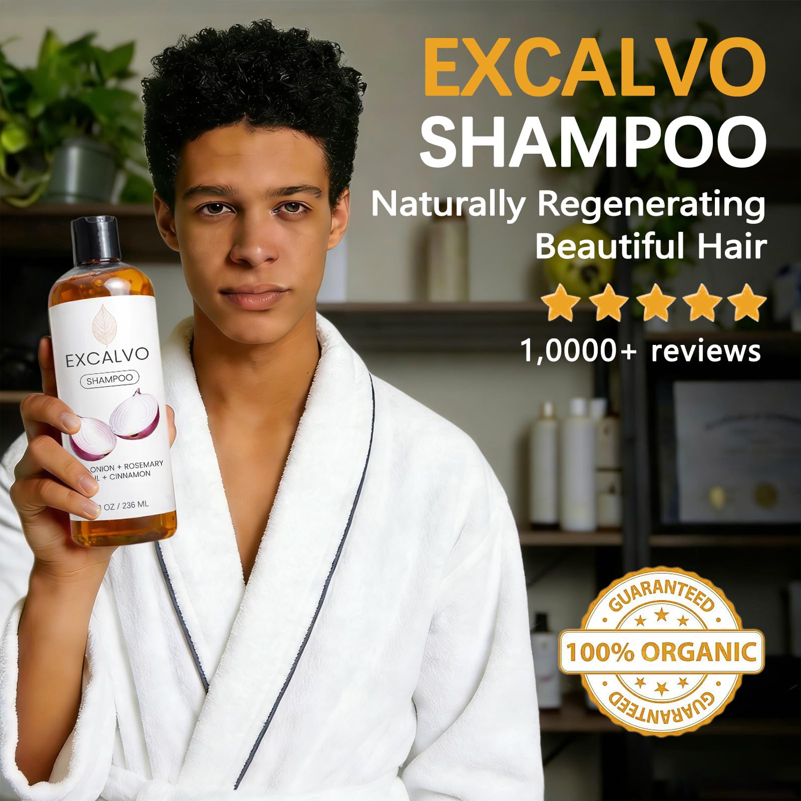 Excalvo Onion Shampoo red onion formula promotes nourished hair from roots