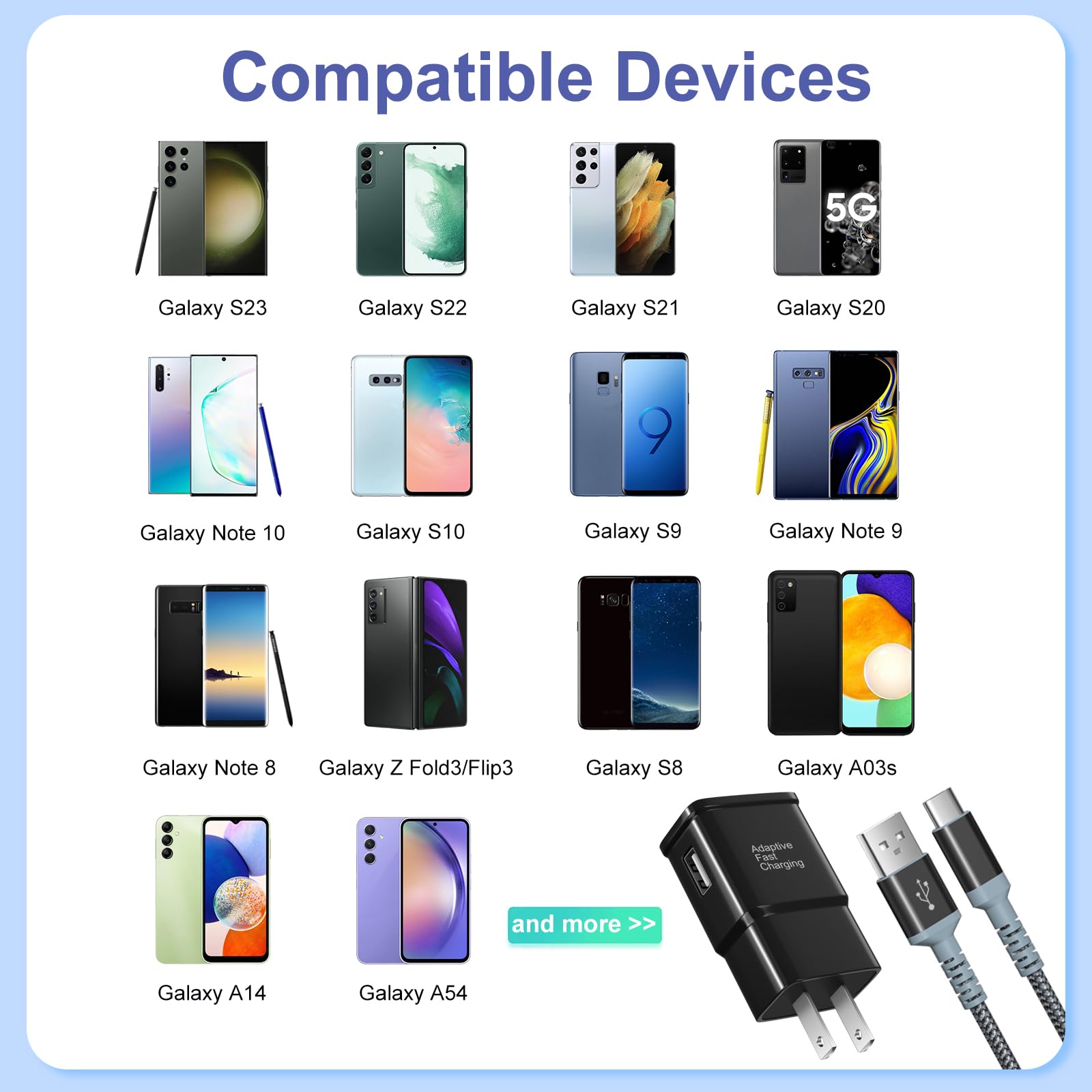 Excgood compact wall charger with cable shown on desk