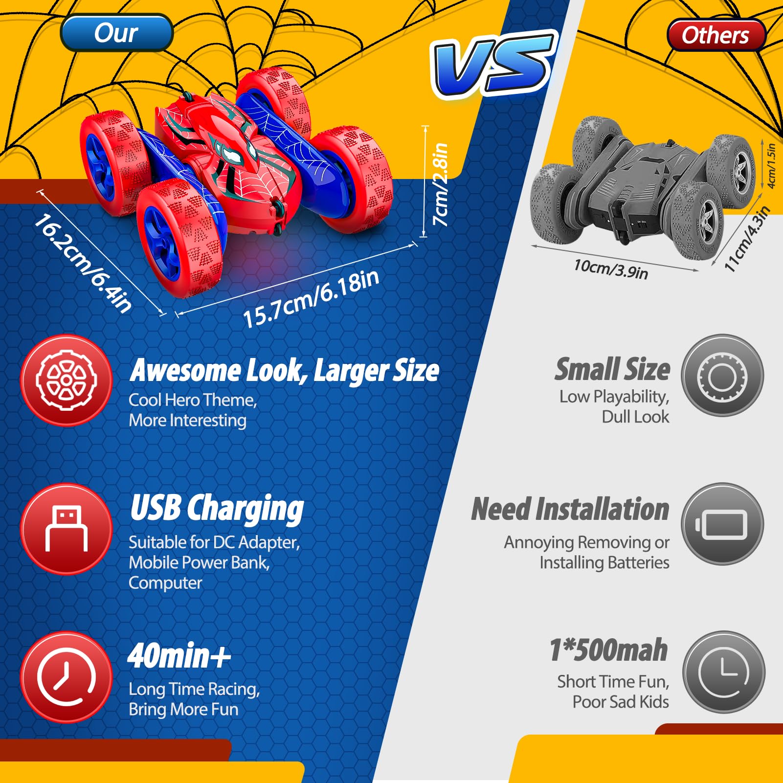Excitobo remote-control car double-sided flip helps overcome obstacles in play