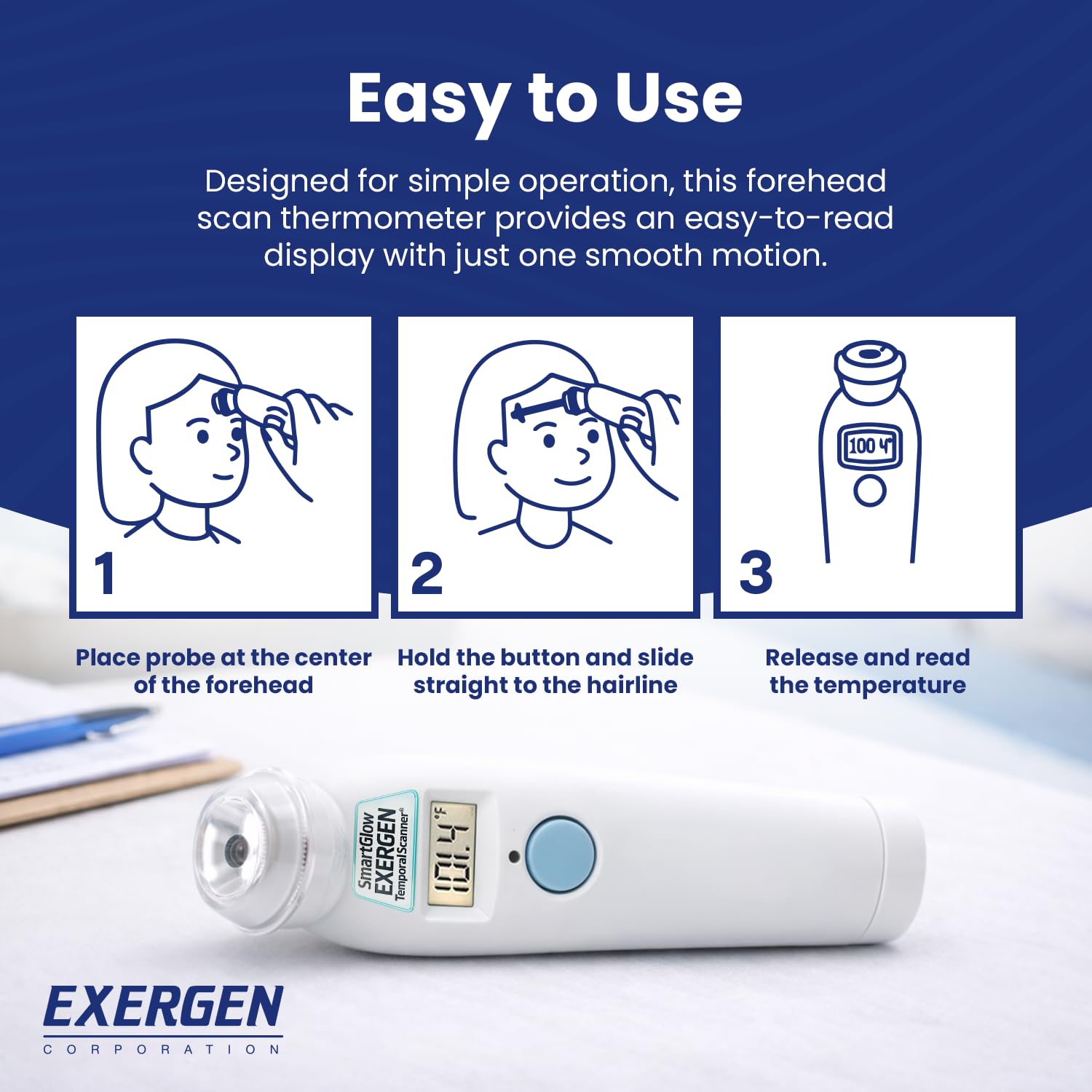 Exergen TAT-2000C newborn-friendly design promotes comfortable temperature checks for babies.