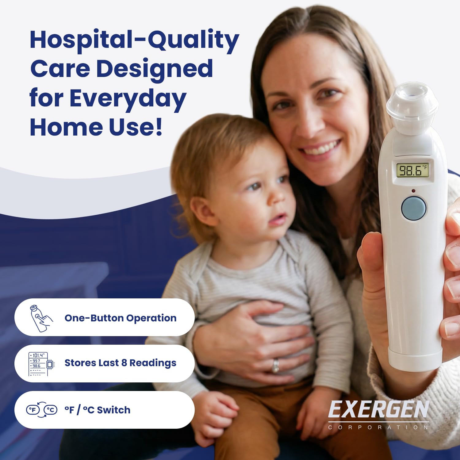 Exergen TAT-2000C silent mode enables nighttime fever checks without disturbance.