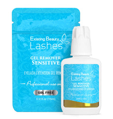 Existing Beauty Sensitive Lash Remover bottle demonstrates a gentle, effective option for lash extensions.