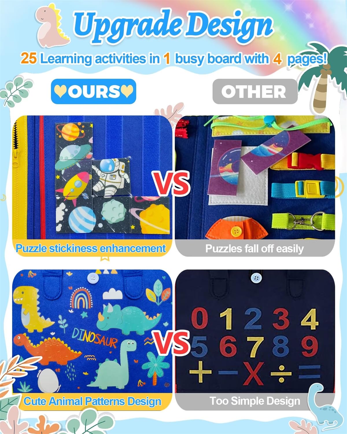 Exorany Busy Board portable with handle for travel and quiet play.
