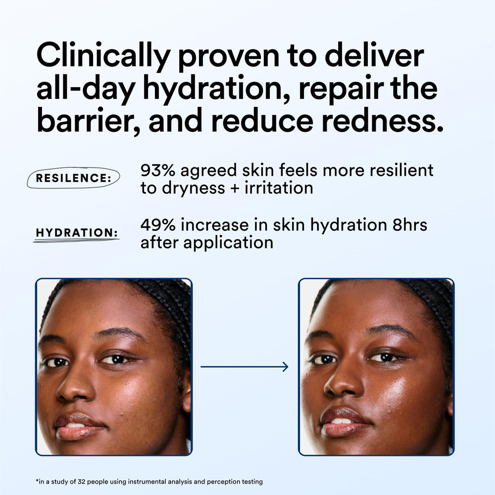 Experiment dewy non-greasy finish on skin demonstrates hydration under makeup.
